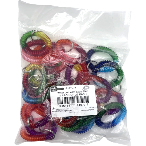 Luckyline 41077 Multicolor Wrist Coil, 25 Pack