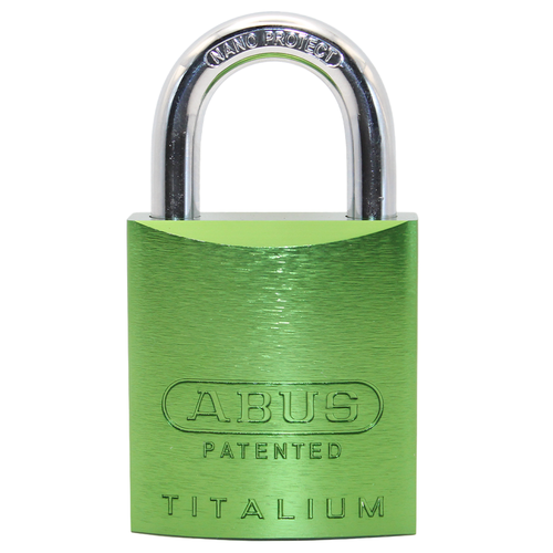 Abus 83AL/45-300-OB GREEN Titalium Aluminum Padlock, Green, 1-3/4in Wide, Schlage C Keyway, 5/16in Shackle