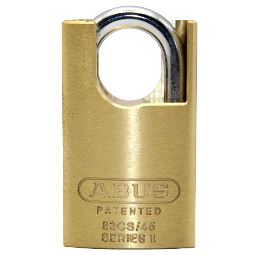 Abus 83CS/45-W/O-CYL Shrouded Brass Padlock 1-3/4in Wide, 5/16in Shackle, Boxed