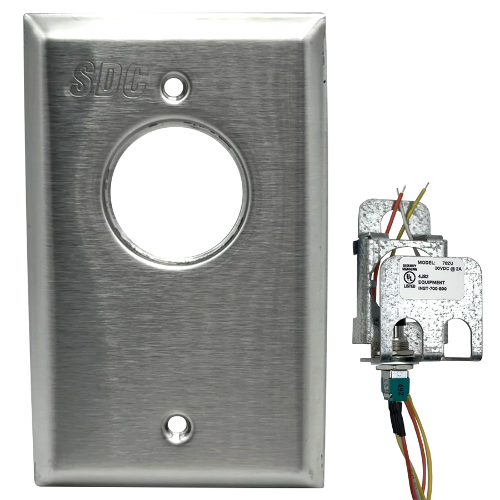 Security Door Controls 702-U Single Gang Momentary SPDT Switch with Green Red LED, Stainless Steel