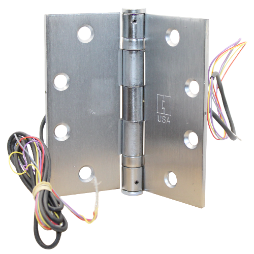 Architectural Control BB1279 4.5X4.5 26D 1104L Electric Hinge, 5 Knuckle, 4 Wire, Concealed, Standard Weight, Satin Chrome
