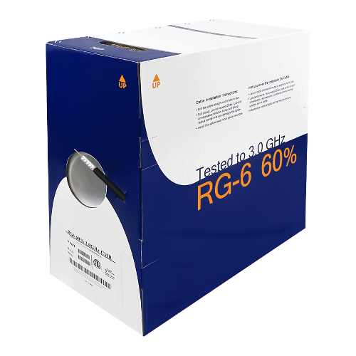 Wavenet RG6URBK4 RG-6/U 60 Dual Shield Riser (CMR) Coaxial Cable, Black