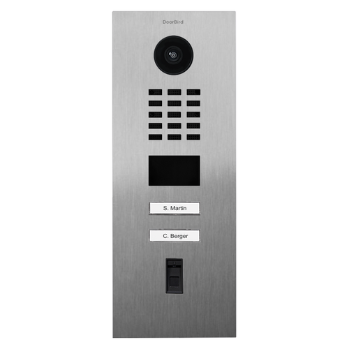 DoorBird D2102FV-EK-SL-FM-2VA ekey sLine Flush-Mount IP Video Intercom with Fingerprint Reader 2 Call Buttons