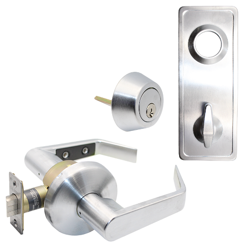 Cal-Royal HIL-30-US26D 2-3/8BS Interconnected Leverset, Entrance - Single Lock, Schlage C Keyway, Satin Chrome