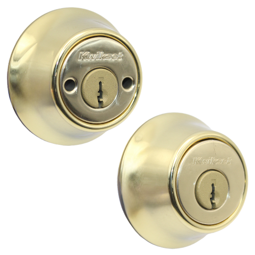 Kwikset 665-3-6AL/STRKP-K3 Double Cylinder Deadbolt, KW1 Keyway, Keyed Alike, Grade 3, Bright Brass