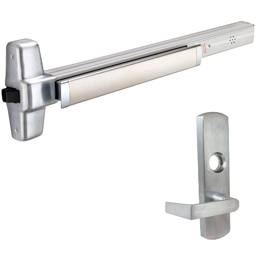 Von Duprin RX-AX-PA-99L-NL-626-36-LHR-06-ALK Alarmed Rim Exit Device Kit, RX Switch, AX, 996L-NL-06 Night Latch Lever Trim, 36in, LHR, Satin Chrome