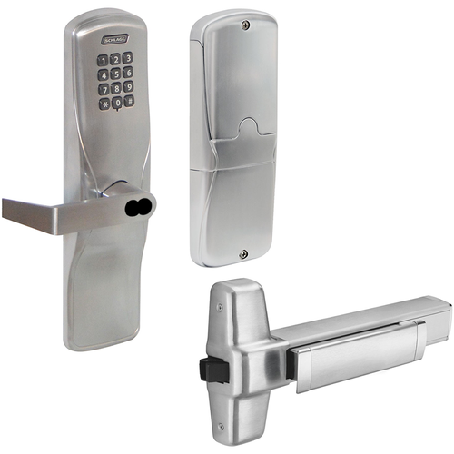 Schlage CO200-993R70KP-RHO626 BD Standalone Keypad Exit Trim for Rim/CVR Devices, Rhodes Lever, Grade 1, Satin Chrome