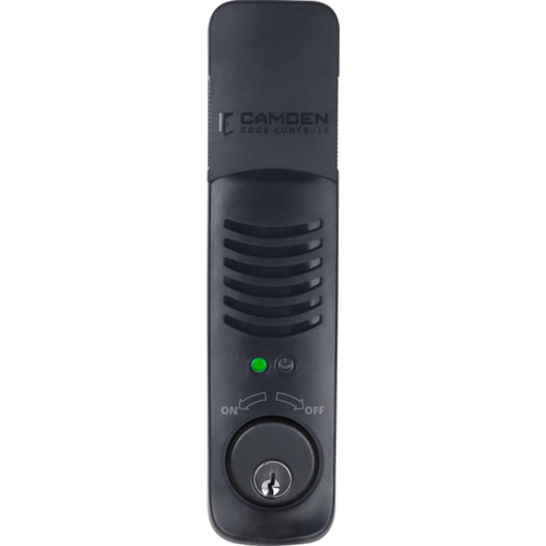 Camden CX-DA810KD-BK Battery-Powered Door Prop Alarm with Keyed Mortise Cylinder, Black Finish
