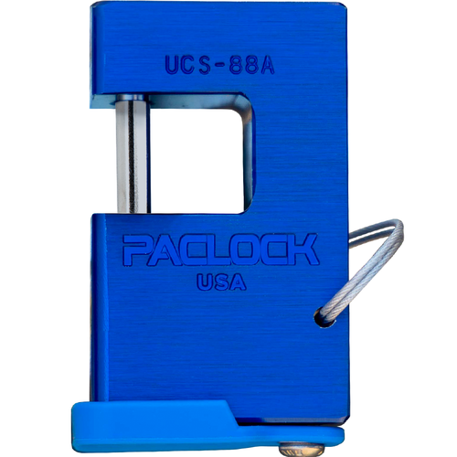 Pacific Lock UCS-88A-BLU-KA53347 Shrouded Coupler Latch Padlock, 7/8in Opening, Keyed Alike, Aluminum Body