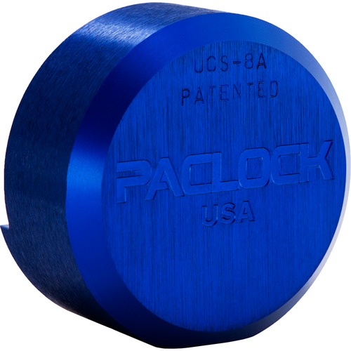 Pacific Lock UCS-8A-BLU-KA53347 Stepped Back Hockey Puck, 6-Pin P0 Keyway, Keyed Alike 53347, Aluminum Body