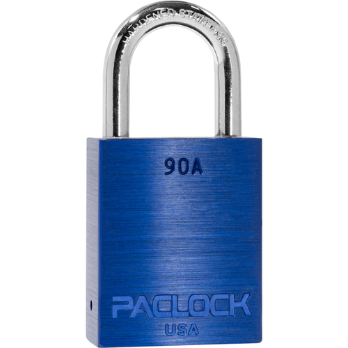Pacific Lock UCS-90A-BLU-KA46425 1-1/2in Wide Padlock, 6-Pin P0 Keyway, Keyed Alike, Aluminum Body, Blue