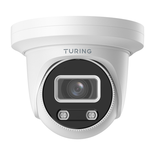 Turing EVL4FT256-1Y Edge+ 4MP Cloud Dual-Light Turret Camera with Mic, Audio Alarm I/O, 256GB