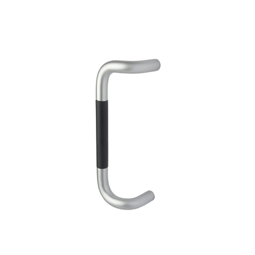 Rockwood BF195 US28 BTB T5 10IN CTC Santoprene 10in Back-to-Back 90 Offset Pulls, 1in Dia, Satin Aluminum