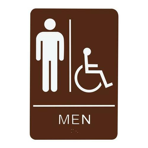 Jacknob 130780 Men's Handicap Restroom Sign - Braille - Brown Acrylic