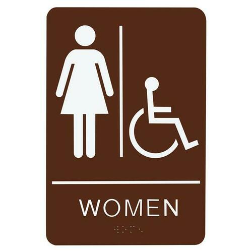 Jacknob 130781 Handicap Women Restroom Sign - Braille - Brown Acrylic