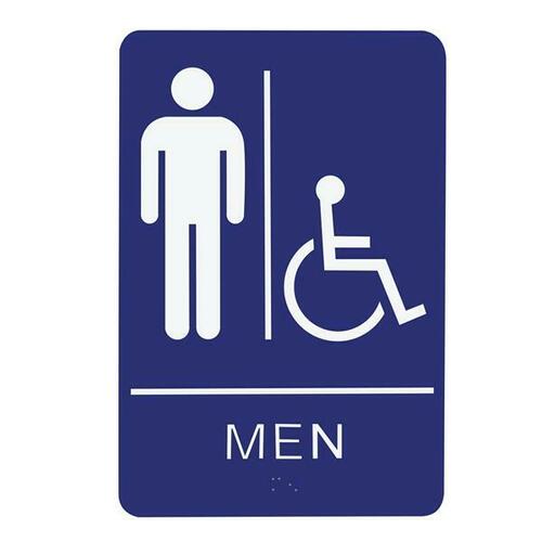 Jacknob 130786 Men's Handicap Restroom Sign - Braille - Blue Acrylic