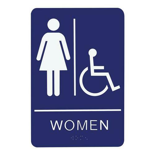 Jacknob 130787 Handicap Women's Restroom Sign - Braille - Blue Acrylic