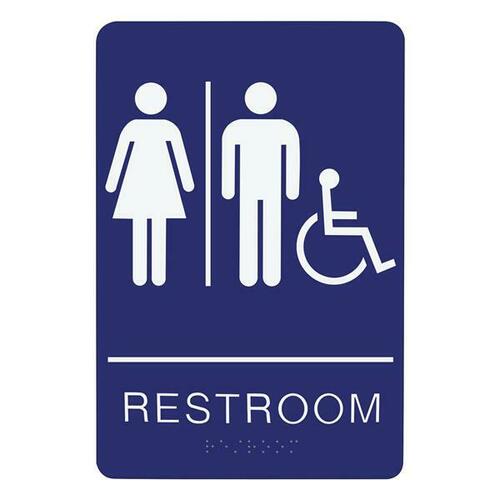 Jacknob 130788 Unisex Handicap Restroom Sign - Braille - Blue Acrylic