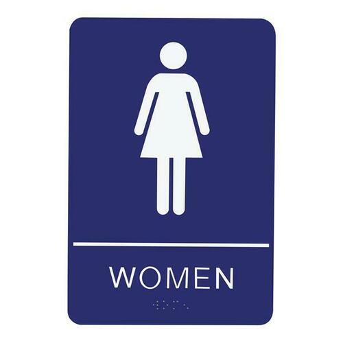 Jacknob 130790 Women's Restroom Sign - Braille - Blue Acrylic