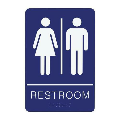 Jacknob 130791 Unisex Restroom Sign - Braille - Blue Acrylic