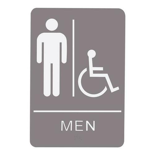 Jacknob 130783 Men's Handicap Restroom Sign - Braille - Gray Acrylic
