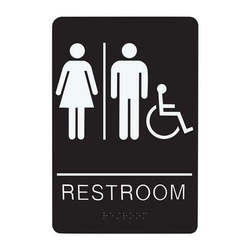 Jacknob 130745 Unisex Handicap Restroom Sign - Braille - Black Acrylic
