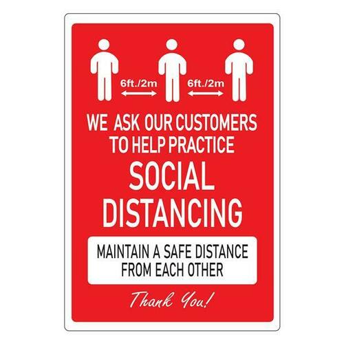 Jacknob 130816 Social Distancing Sign - Red White, 6