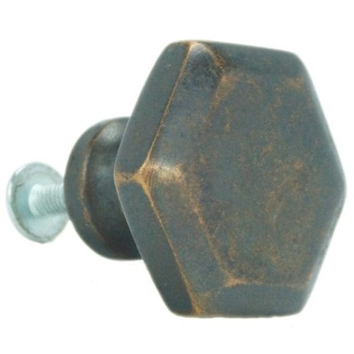 John Wright 088740 Large Hexagon Knob - Faux Copper