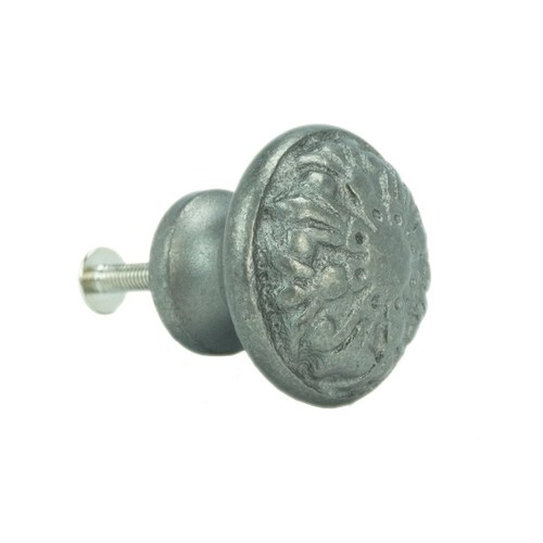 John Wright 088705 Fleur-de-lis Medium Knob - Vintage Iron