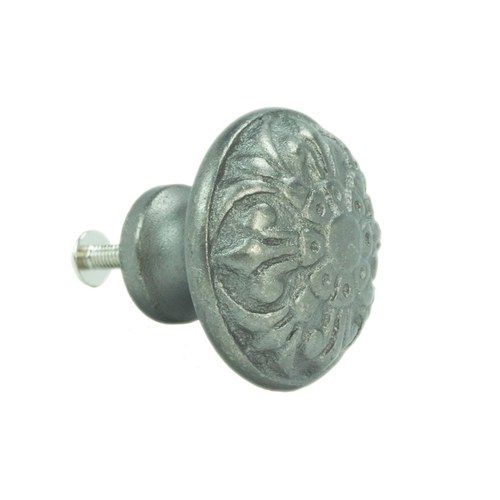 John Wright 088707 Fleur-de-lis Large Knob - Vintage Iron