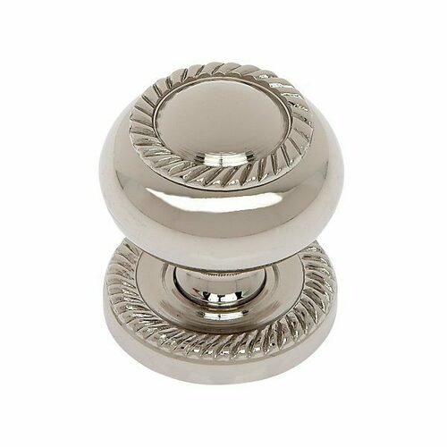JVJ 34516 Classic Collection Polished Nickel 1-1/4 Rope Knob with Back Plate