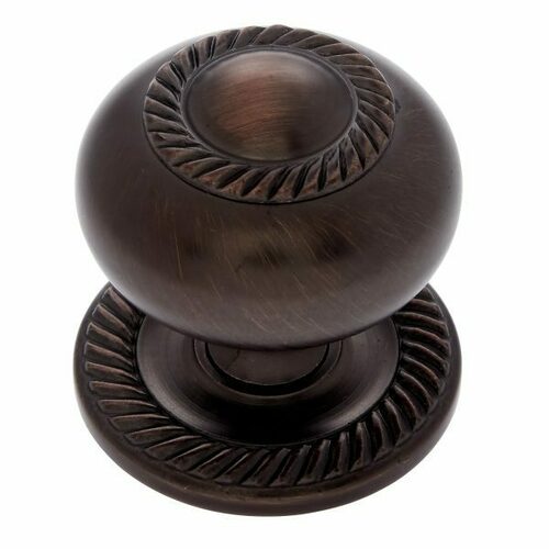 JVJ 35512 Classic Collection 1.5 Old World Bronze Rope Knob w/Back Plate, Solid Brass