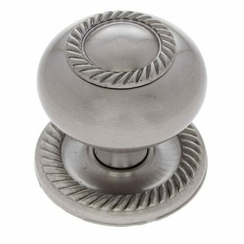 JVJ 35546 Classic Satin Nickel 1.5 Rope Knob with Back Plate, Solid Brass