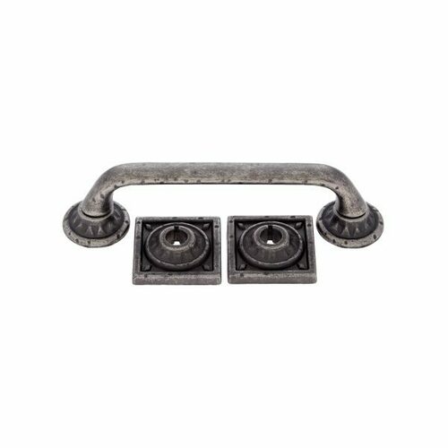JVJ 42908 Pompeii Collection 96mm Distressed Iron Pull with Round Square Back Plates