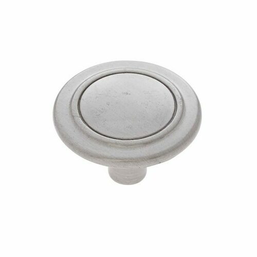 JVJ 45246 Vintage Satin Nickel 1-1/4 Ringed Knob, Zamac Composition