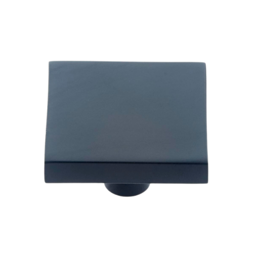 JVJ 56414 Plateau Collection Matte Black 40mm Square Knob, Solid Brass