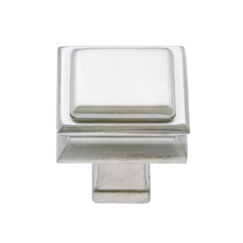 JVJ 58946 Monumental Satin Nickel 33mm Transitional Square Knob, Zamac Composition