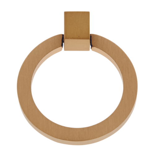 JVJ 64004 Plateau Satin Brass 49mm x 44mm Round Ring Pull, Solid Brass