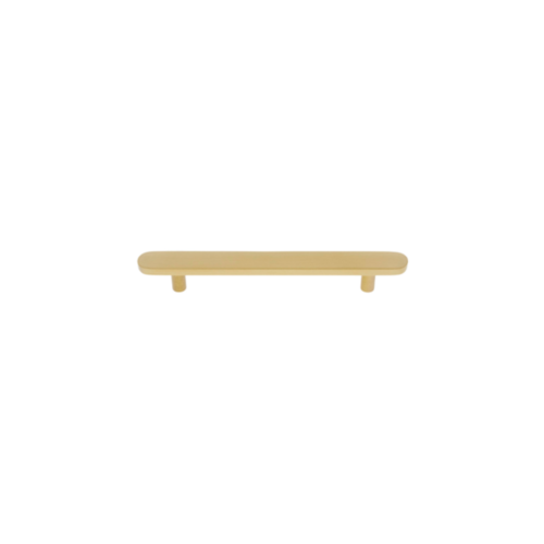 JVJ 63404 Plateau Satin Brass 96mm Flat Oval Pull, Solid Brass