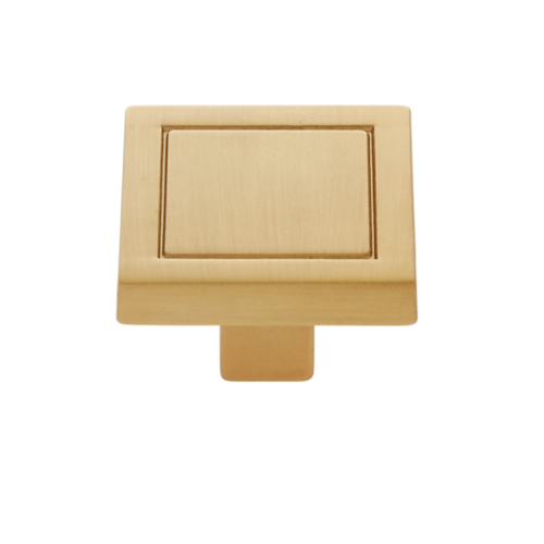 JVJ 65704 Minimalista Satin Brass 32mm Square Knob, Zamac Composition