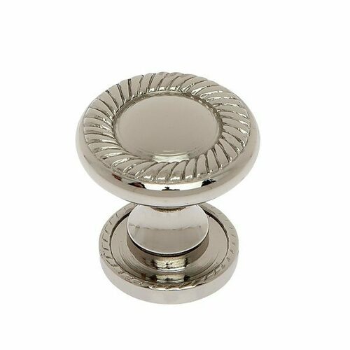 JVJ 67416 Classic Collection Polished Nickel 31mm Rope Knob with Back Plate, Brass