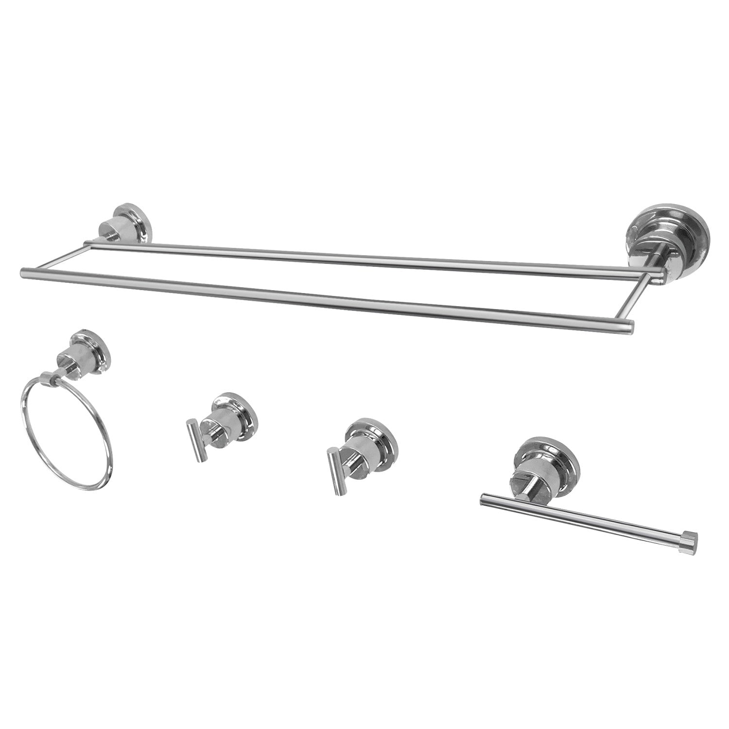 Concord BAH821318478C 5-Piece 18-Inch Dual Towel Bar Bathroom Accessory Set, Polished Chrome - Thumbnail 3