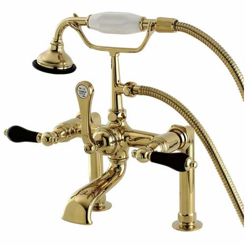 Kingston Brass AE103T2PKL Aqua Vintage Duchess Deck Mount Clawfoot Tub Faucet, Polished Brass
