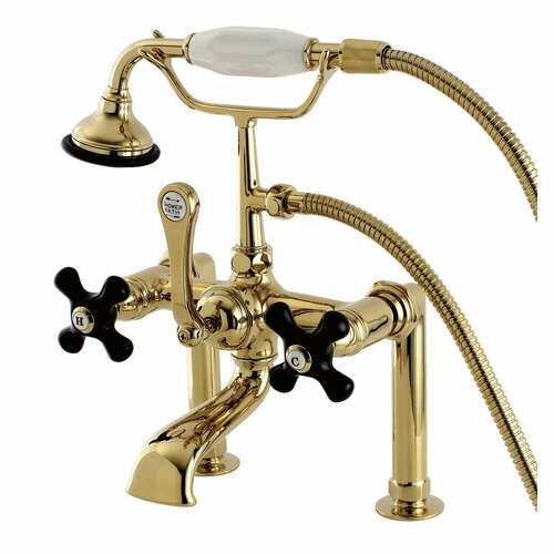 Kingston Brass AE103T2PKX Aqua Vintage Duchess Deck Mount Clawfoot Tub Faucet, Polished Brass