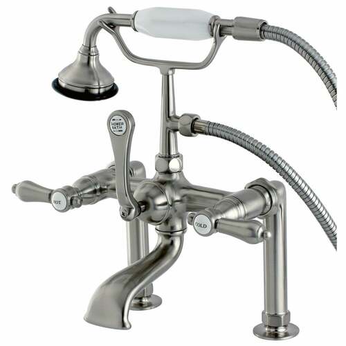 Kingston Brass AE103T8BAL Aqua Vintage Heirloom Deck Mount Clawfoot Tub Faucet, Brushed Nickel
