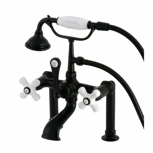 Kingston Brass AE111T0 Aqua Vintage Matte Black Deck Mount Clawfoot Tub Faucet