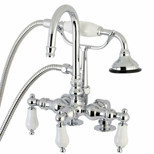 Kingston Brass AE16T1 Aqua Vintage Polished Chrome Clawfoot Tub Faucet with Hand Shower