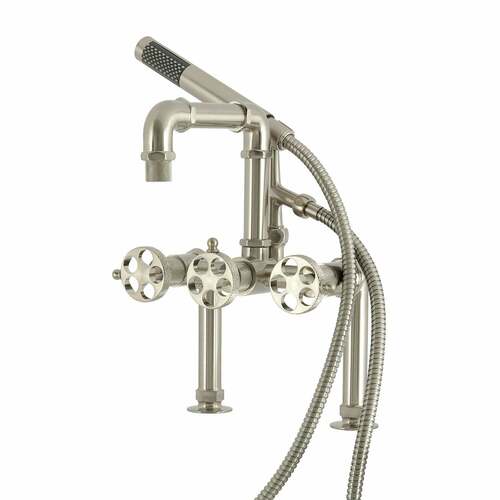 Kingston Brass AE6408RKX Webb 3-Handle 2-Hole Deck-Mount Clawfoot Tub Faucet, Brushed Nickel