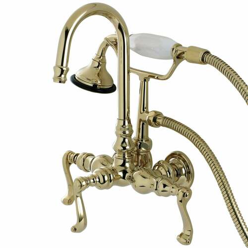 Kingston Brass AE7T2FL Aqua Vintage Royale Wall-Mount Clawfoot Tub Faucet, Polished Brass