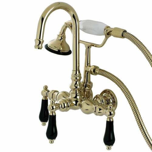 Kingston Brass AE7T2PKL Aqua Vintage Duchess Wall-Mount Clawfoot Tub Faucet, Polished Brass